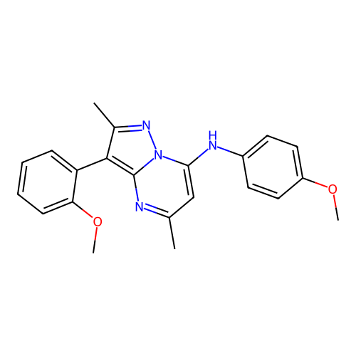 3-(2-methoxyphenyl)-N-(4-methoxyphenyl)-2,5-dimethylpyrazolo[1,5-a]pyrimidin-7-amine structure