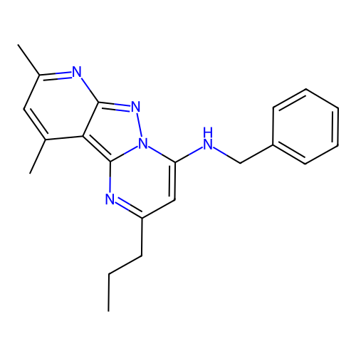 N-benzyl-8,10-dimethyl-2-propylpyrido[2',3':3,4]pyrazolo[1,5-a]pyrimidin-4-amine structure