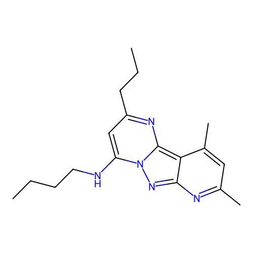 N-butyl-8,10-dimethyl-2-propylpyrido[2',3':3,4]pyrazolo[1,5-a]pyrimidin-4-amine structure