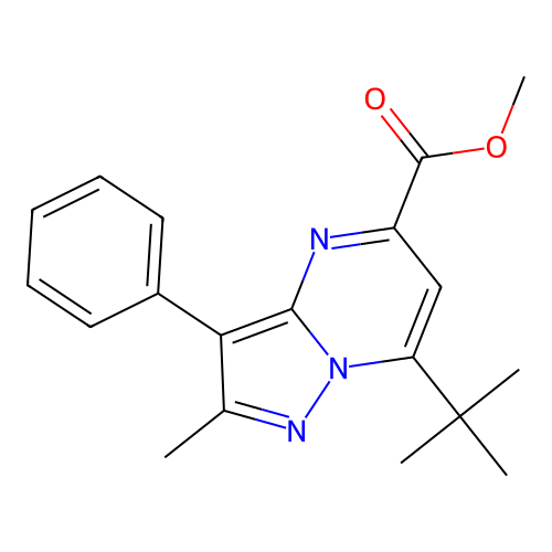 Methyl 7-tert-butyl-2-methyl-3-phenylpyrazolo[1,5-a]pyrimidine-5-carboxylate structure