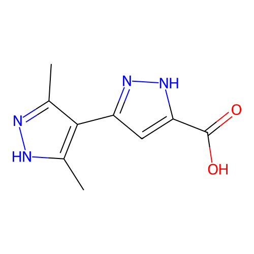 3',5'-dimethyl-1H,1'H-3,4'-bipyrazole-5-carboxylic acid structure