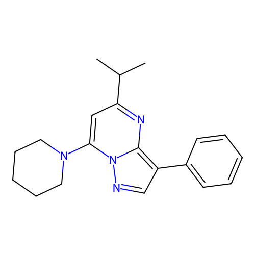 5-Isopropyl-3-phenyl-7-(piperidin-1-yl)pyrazolo[1,5-a]pyrimidine structure