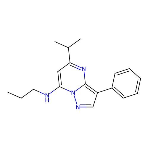 3-phenyl-5-(propan-2-yl)-N-propylpyrazolo[1,5-a]pyrimidin-7-amine structure
