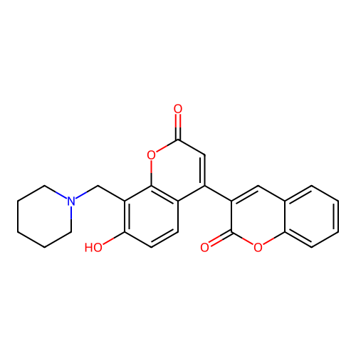 3-[7-Hydroxy-2-oxo-8-(piperidylmethyl)chromen-4-yl]chromen-2-one structure