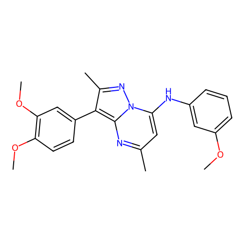 3-(3,4-dimethoxyphenyl)-N-(3-methoxyphenyl)-2,5-dimethylpyrazolo[1,5-a]pyrimidin-7-amine structure