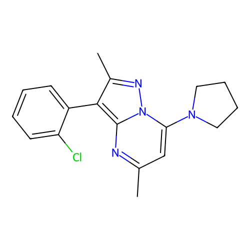 3-(2-Chlorophenyl)-2,5-dimethyl-7-(pyrrolidin-1-yl)pyrazolo[1,5-a]pyrimidine structure