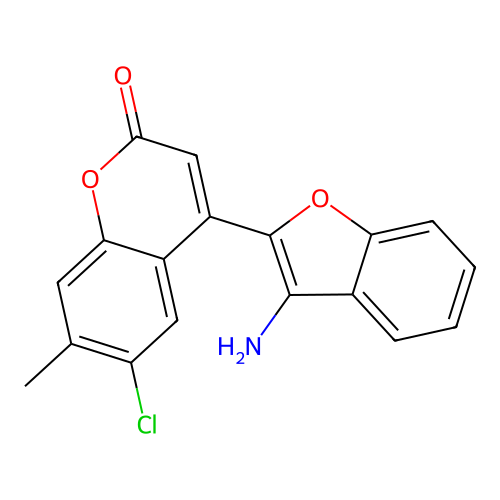 4-(3-aminobenzofuran-2-yl)-6-chloro-7-methyl-2H-chromen-2-one structure
