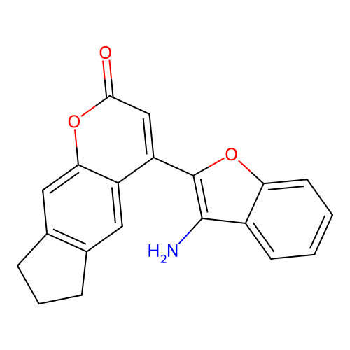 4-(3-amino-1-benzofuran-2-yl)-7,8-dihydrocyclopenta[g]chromen-2(6H)-one structure