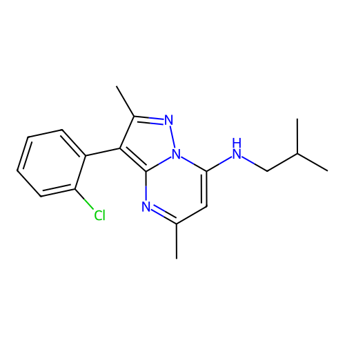 3-(2-chlorophenyl)-2,5-dimethyl-N-(2-methylpropyl)pyrazolo[1,5-a]pyrimidin-7-amine structure