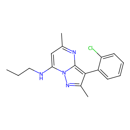 3-(2-chlorophenyl)-2,5-dimethyl-N-propylpyrazolo[1,5-a]pyrimidin-7-amine structure