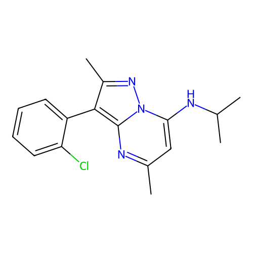 3-(2-chlorophenyl)-2,5-dimethyl-N-(propan-2-yl)pyrazolo[1,5-a]pyrimidin-7-amine structure