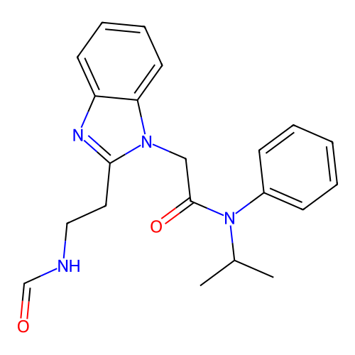 2-[2-(2-formamidoethyl)benzimidazol-1-yl]-N-phenyl-N-propan-2-ylacetamide structure