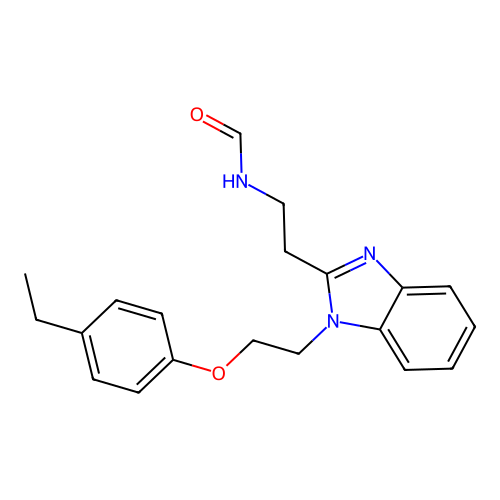 N-[2-[1-[2-(4-ethylphenoxy)ethyl]benzimidazol-2-yl]ethyl]formamide structure