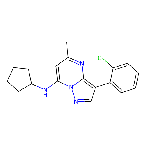 3-(2-chlorophenyl)-N-cyclopentyl-5-methylpyrazolo[1,5-a]pyrimidin-7-amine structure