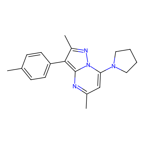 2,5-Dimethyl-3-(4-methylphenyl)-7-pyrrolidin-1-ylpyrazolo[1,5-a]pyrimidine structure