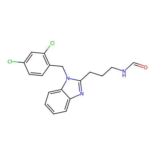 N-{3-[1-(2,4-dichlorobenzyl)-1H-benzimidazol-2-yl]propyl}formamide structure