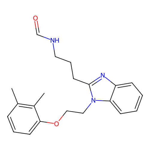 N-[3-[1-[2-(2,3-dimethylphenoxy)ethyl]benzimidazol-2-yl]propyl]formamide structure