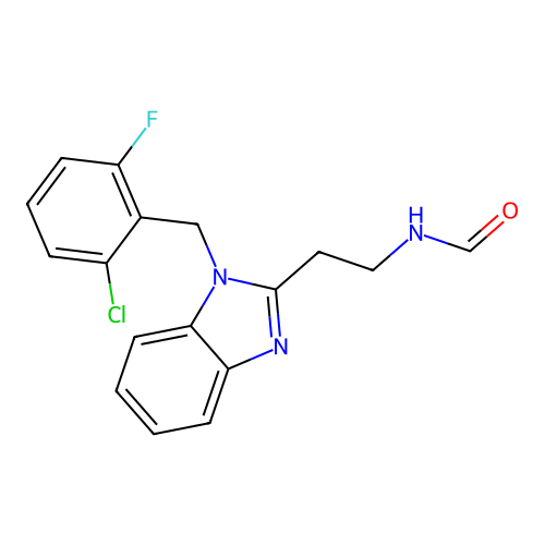 N-{2-[1-(2-chloro-6-fluorobenzyl)-1H-benzimidazol-2-yl]ethyl}formamide structure