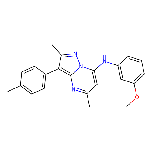 N-(3-methoxyphenyl)-2,5-dimethyl-3-(4-methylphenyl)pyrazolo[1,5-a]pyrimidin-7-amine structure