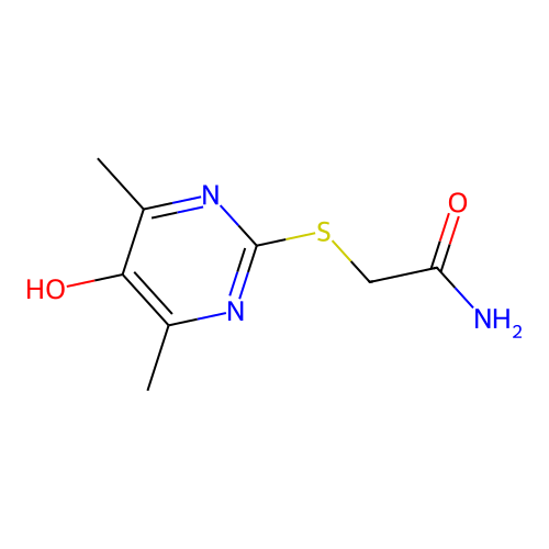 2-[(5-Hydroxy-4,6-dimethyl-2-pyrimidinyl)thio]acetamide structure