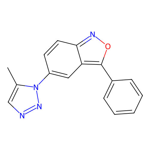 5-(5-methyl-1H-1,2,3-triazol-1-yl)-3-phenylbenzo[c]isoxazole structure