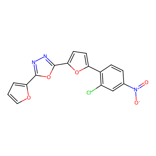 2-[5-(2-Chloro-4-nitrophenyl)furan-2-yl]-5-(furan-2-yl)-1,3,4-oxadiazole structure