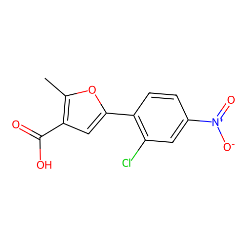 5-(2-Chloro-4-nitrophenyl)-2-methylfuran-3-carboxylic acid structure