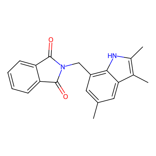 2-((2,3,5-trimethyl-1H-indol-7-yl)methyl)isoindoline-1,3-dione structure