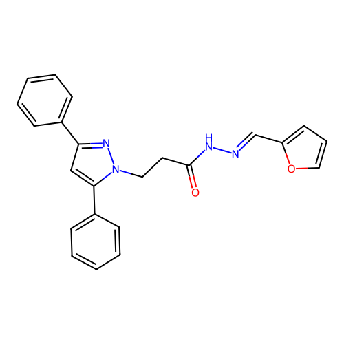 3-(3,5-diphenyl-1H-pyrazol-1-yl)-N'-[(E)-furan-2-ylmethylidene]propanehydrazide structure