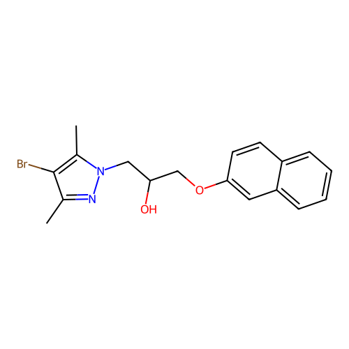 1-(4-bromo-3,5-dimethyl-1H-pyrazol-1-yl)-3-(naphthalen-2-yloxy)propan-2-ol structure