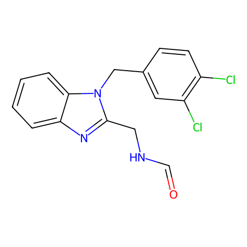 N-[[1-[(3,4-dichlorophenyl)methyl]benzimidazol-2-yl]methyl]formamide structure