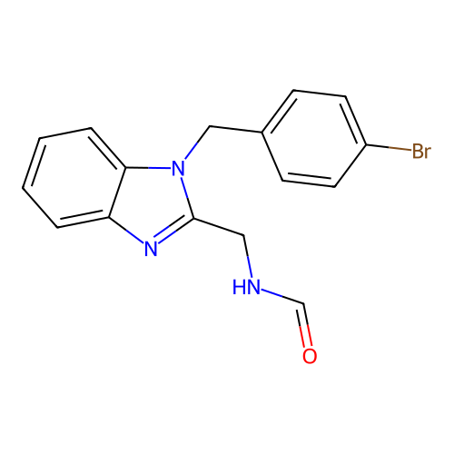 N-[[1-[(4-bromophenyl)methyl]benzimidazol-2-yl]methyl]formamide structure