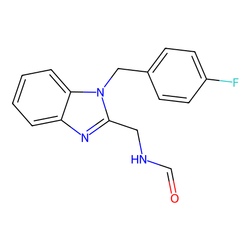 N-[[1-[(4-fluorophenyl)methyl]benzimidazol-2-yl]methyl]formamide structure
