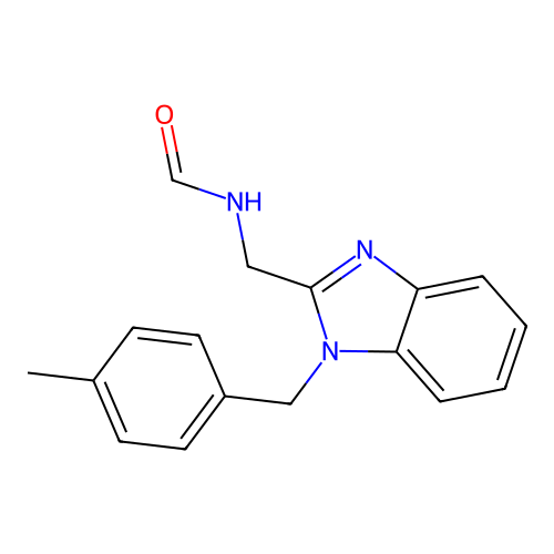 N-[[1-[(4-methylphenyl)methyl]benzimidazol-2-yl]methyl]formamide structure