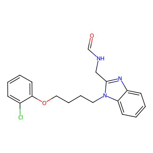 N-[[1-[4-(2-chlorophenoxy)butyl]benzimidazol-2-yl]methyl]formamide structure