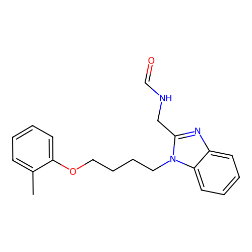 N-[[1-[4-(2-methylphenoxy)butyl]benzimidazol-2-yl]methyl]formamide structure