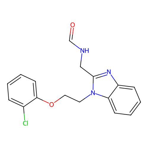 N-[[1-[2-(2-chlorophenoxy)ethyl]benzimidazol-2-yl]methyl]formamide structure