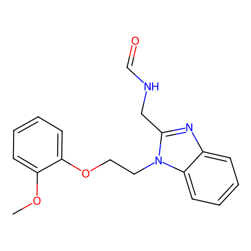 N-[[1-[2-(2-methoxyphenoxy)ethyl]benzimidazol-2-yl]methyl]formamide structure