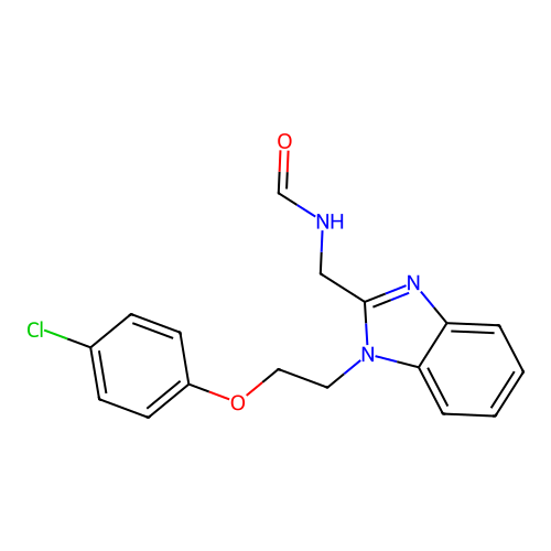 N-[[1-[2-(4-chlorophenoxy)ethyl]benzimidazol-2-yl]methyl]formamide structure