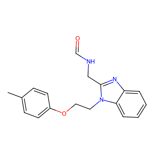 N-[[1-[2-(4-methylphenoxy)ethyl]benzimidazol-2-yl]methyl]formamide structure