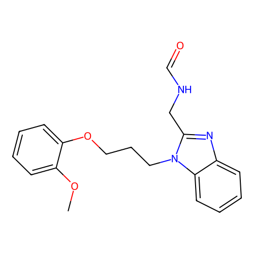 N-[[1-[3-(2-methoxyphenoxy)propyl]benzimidazol-2-yl]methyl]formamide structure