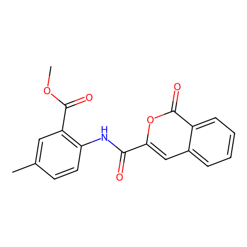 Methyl 5-methyl-2-[(1-oxoisochromen-3-yl)carbonylamino]benzoate structure