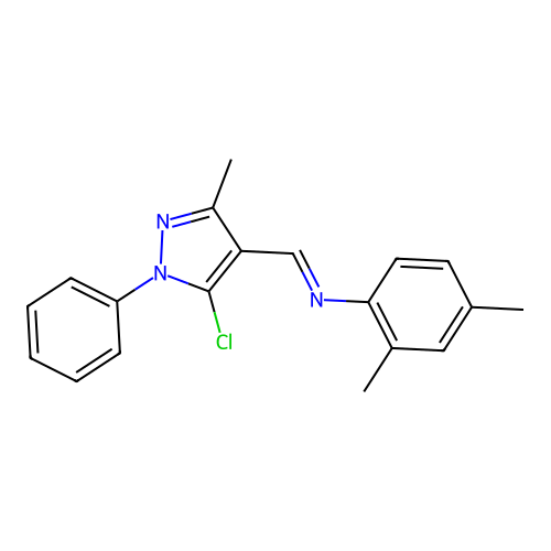 (E)-N-((5-chloro-3-methyl-1-phenyl-1H-pyrazol-4-yl)methylene)-2,4-dimethylaniline structure