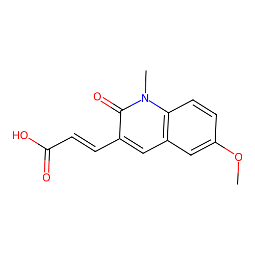 (2E)-3-(6-methoxy-1-methyl-2-oxo-1,2-dihydroquinolin-3-yl)prop-2-enoic acid structure