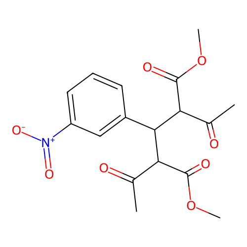 Dimethyl 2,4-diacetyl-3-(3-nitrophenyl)pentanedioate structure