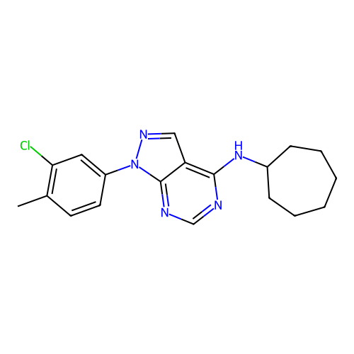 1-(3-chloro-4-methylphenyl)-N-cycloheptyl-1H-pyrazolo[3,4-d]pyrimidin-4-amine structure