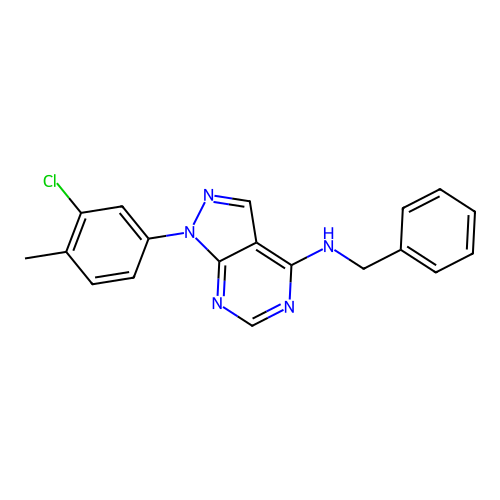 N-benzyl-1-(3-chloro-4-methylphenyl)-1H-pyrazolo[3,4-d]pyrimidin-4-amine structure