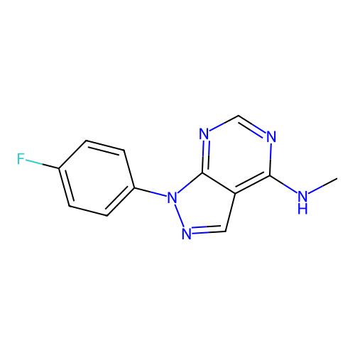 1-(4-fluorophenyl)-N-methyl-1H-pyrazolo[3,4-d]pyrimidin-4-amine structure