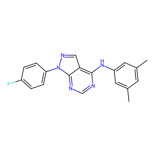N-(3,5-dimethylphenyl)-1-(4-fluorophenyl)-1H-pyrazolo[3,4-d]pyrimidin-4-amine structure