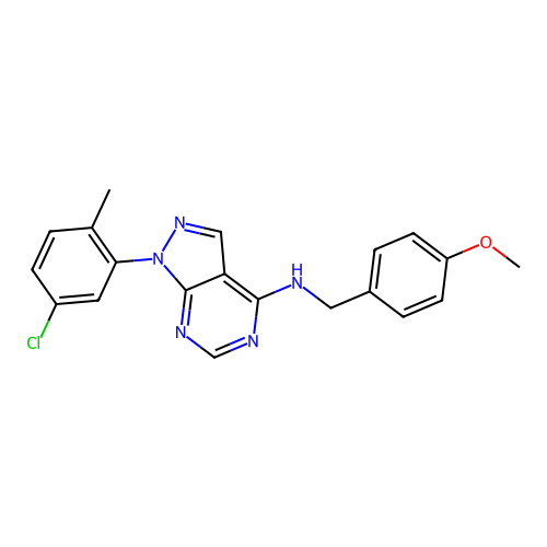 1-(5-chloro-2-methylphenyl)-N-(4-methoxybenzyl)-1H-pyrazolo[3,4-d]pyrimidin-4-amine structure